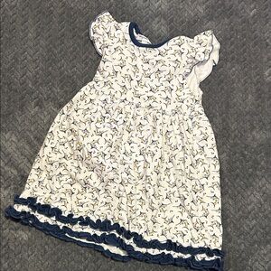 Adorable Kids Dress with Navy and White Floral Design